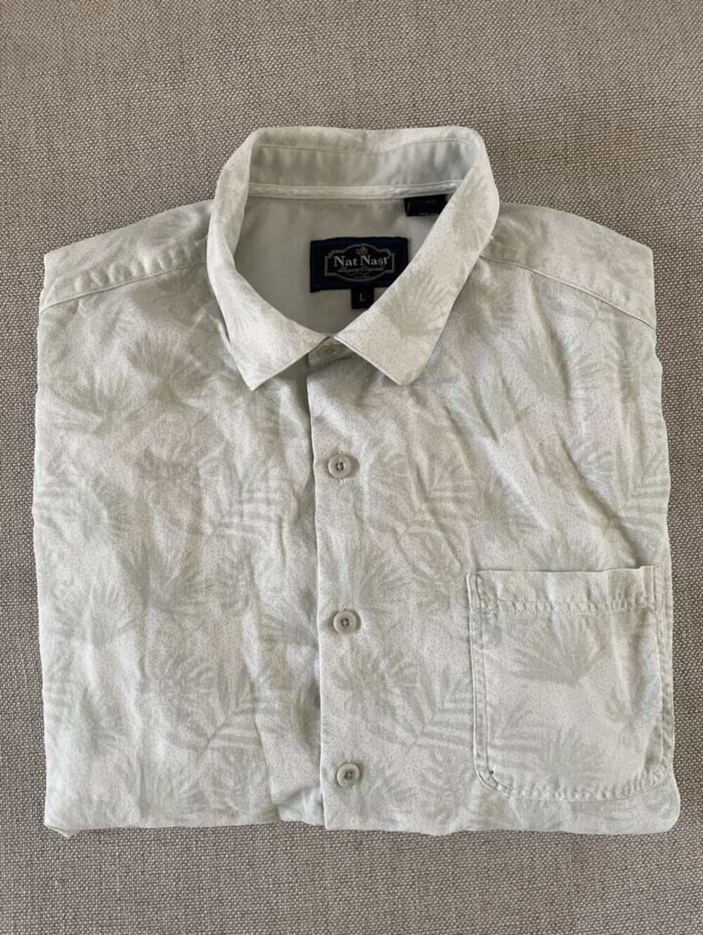 Nat Nast Silk & Cotton Hawaiian Short Sleeve Sport Shirt L